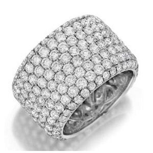 Henri Daussi Platinum 8 Row Pave Full Eternity Diamond Band